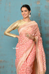 Tejaswi ~ Exclusive High Quality Handloom Banarasi Cotton Saree with Beautiful Abstract Print- Ombre Peach