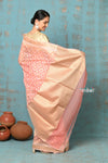 Tejaswi ~ Exclusive High Quality Handloom Banarasi Cotton Saree with Beautiful Abstract Print- Ombre Peach