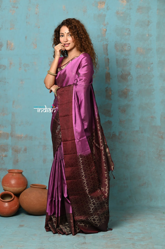 Anokhi ~ Handloom Pure Soft Silk Saree with Designer Pallu ~ Rosewood (Limited Edition)