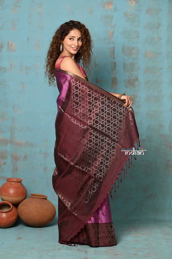 Anokhi ~ Handloom Pure Soft Silk Saree with Designer Pallu ~ Rosewood (Limited Edition)