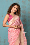 Tejaswi ~ Exclusive High Quality Handloom Banarasi Cotton Saree with Beautiful Abstract Print- Salient Pink