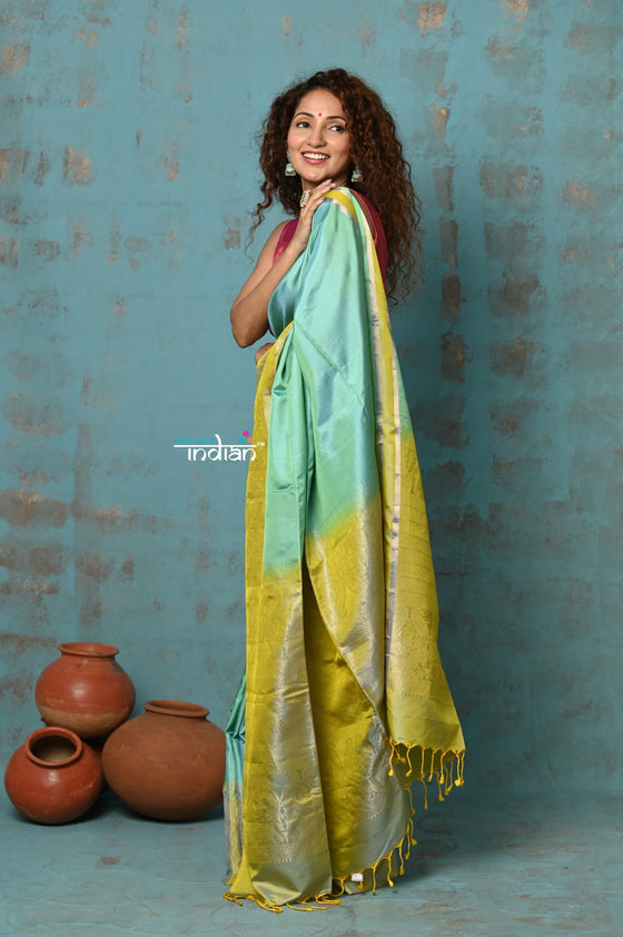 Anokhi ~ Handloom Pure Soft Silk Saree with Designer Pallu ~ Sea Green (Limited Edition)