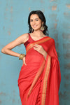 Tyohaar ~ Pure Mul Cotton Handloom Saree - Red