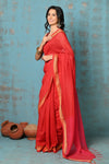 Tyohaar ~ Pure Mul Cotton Handloom Saree - Red