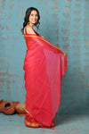 Tyohaar ~ Pure Mul Cotton Handloom Saree - Red