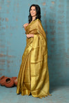 Tyohaar ~ Pure Handwoven Organic Tissue Linen Saree - Shimmery Gold