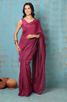  Tyohaar ~ Mul Cotton Khadi Design Handloom Woven Saree - Magenta