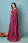 Tyohaar ~ Mul Cotton Khadi Design Handloom Woven Saree - Magenta