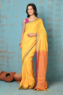  Tyohaar ~ Pure Mul Cotton Handloom Saree - Yellow