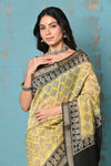 Tyohaar ~ Chanderi Cotton Natural Dye Handblock Printed Saree - Yellow