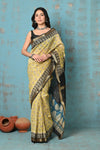 Tyohaar ~ Chanderi Cotton Natural Dye Handblock Printed Saree - Yellow