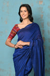 Tyohaar ~ Mul Cotton Handloom Woven Saree - Navy Blue