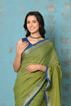 Tyohaar ~ Pure Mul Cotton Handloom Saree - Mehendi Green