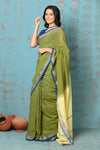 Tyohaar ~ Pure Mul Cotton Handloom Saree - Mehendi Green