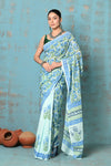 Tyohaar ~ Handblock Printed Cotton Saree With Natural Dyes - White