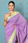 Tyohaar ~ Exclusive! Handloom Pure Cotton Paithani in Most Traditional Lilac with Pichwai Pallu