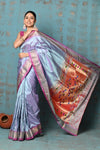 Tyohaar ~ Exclusive! Handloom Pure Silk Paithani in with Most Traditional Double Pallu ~ Dual Tone Sky Blue Pink