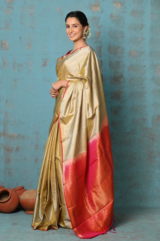 Anokhi ~ Handloom Pure Soft Silk Saree with Designer Pallu ~ Ivory & Red