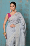 Tyohaar ~ Handloom Pure Cotton Paithani With Asawali Pallu ~ Grey