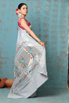 Tyohaar ~ Handloom Pure Cotton Paithani With Asawali Pallu ~ Grey