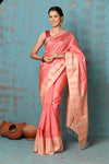 Anokhi ~ Handloom Pure Soft Silk Saree with Designer Pallu ~ Salient Peach