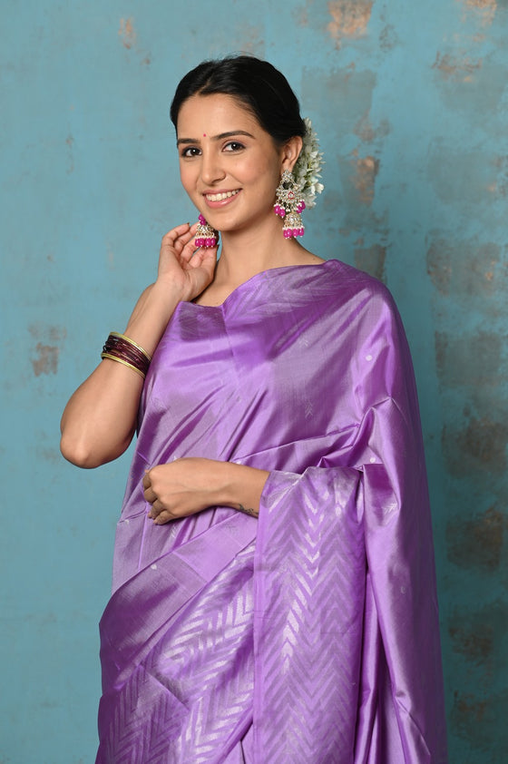 Anokhi ~ Handloom Pure Soft Silk Saree with Designer Pallu ~ Lavender