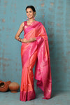 Anokhi ~ Handloom Pure Soft Silk Saree with Designer Pallu ~ Orange Pink(Limited Edition)