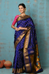 Tyohaar ~ Chandrakala: Handloom Pure Silk Maharani Paithani Saree with Traditional Maharani Pallu ~ Royal Blue (By Government Certified Weavers)