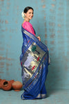 Tyohaar ~ Exclusive! Handloom Pure Cotton Paithani in Most Traditional Royal Blue with Pichwai Pallu