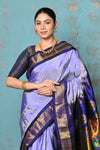 Tyohaar ~ Exclusive Handloom Pure Silk Paithani With Contrast Pallu ~ Lavender