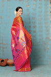 Tyohaar ~ Exclusive Handloom Pure Silk Paithani With Contrast Pall ~ Dual Tone Orange Pink