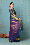 Tyohaar ~ Exclusive Handloom Pure Silk Paithani With Contrast Pall ~ Dual Royal Green & Blue