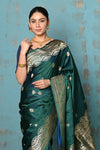 Tyohaar ~ Premium ~ Pure Katan Handloom Banarasi saree ~ Forest Green