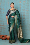 Tyohaar ~ Premium ~ Pure Katan Handloom Banarasi saree ~ Forest Green