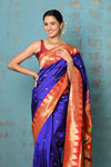 Tyohaar ~ Signature Weave! Handloom Pure Silk Paithani Saree with Exclusive Temple Border ~ Lavender