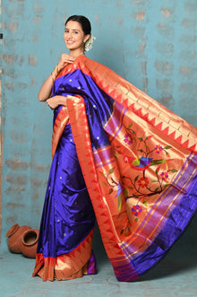  Tyohaar ~ Signature Weave! Handloom Pure Silk Paithani Saree with Exclusive Temple Border ~ Lavender