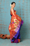 Tyohaar ~ Signature Weave! Handloom Pure Silk Paithani Saree with Exclusive Temple Border ~ Lavender