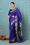 Tyohaar ~ Handloom Pure Silk Paithani Saree with Traditional Peacock Pallu ~ Royal Blue (By Government Certified Weavers)