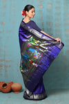 Tyohaar ~ Handloom Pure Silk Paithani Saree with Traditional Peacock Pallu ~ Royal Blue (By Government Certified Weavers)