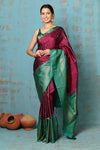 Anokhi ~ Handloom Pure Soft Silk Saree with Designer Pallu ~ Maroon Green