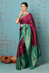 Anokhi ~ Handloom Pure Soft Silk Saree with Designer Pallu ~ Maroon Green