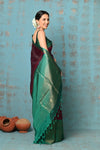 Anokhi ~ Handloom Pure Soft Silk Saree with Designer Pallu ~ Maroon Green