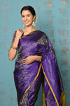 Anokhi ~ Handloom Pure Soft Silk Saree with Designer Pallu ~ Violet Yellow