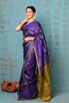 Anokhi ~ Handloom Pure Soft Silk Saree with Designer Pallu ~ Violet Yellow