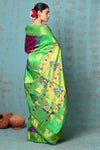 Tyohaar ~ Exclusive Handloom Pure Silk Paithani With Contrast Pallu ~ Magenta Pink & Lime Green