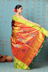 Tyohaar ~ Exclusive Handloom Pure Silk Paithani With Contrast Pallu ~ Most Traditional Maroon