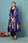 Tyohaar ~ Handloom Pure Silk Paithani Dupatta With Beautiful Handweave and Tassels ~ Royal Blue