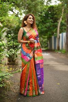  Tyohaar ~ Signature Weave! Handloom Pure Silk Paithani Saree with Exclusive Nath Pallu ~ Multicolor
