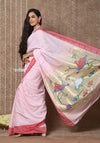 Tyohaar ~ Handloom Pure Cotton Muniya Border Paithani Saree with Traditional Pichwai Pallu ~ Blush Pink