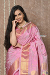 Tyohaar ~ Signature Weave! Handloom Pure Silk Maharani Paithani Saree with Exclusive Maharani Pallu ~ Pink & Golden